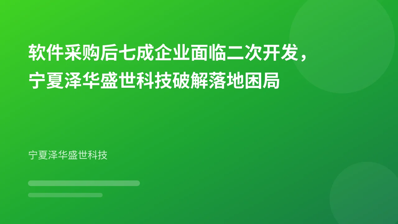 软件采购后七成企业面临二次开发,宁夏泽华盛世科技破解落地困局